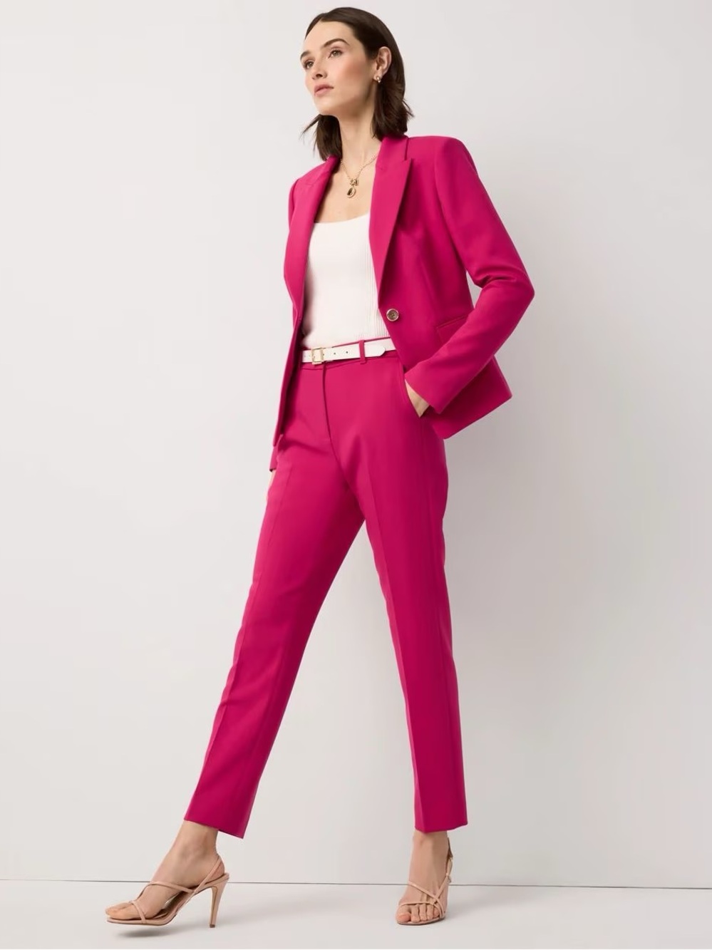 White House Black Market Magenta Fuchsia Pink Slim Ankle Pants Dress Trousers 6